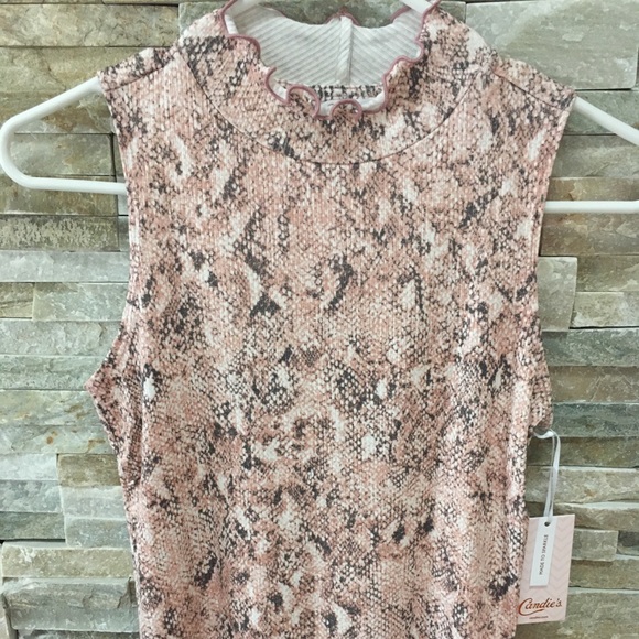 Candie's Tops - NWT Candie’s Pink Pythn Sleeveless Mock Neck Top S